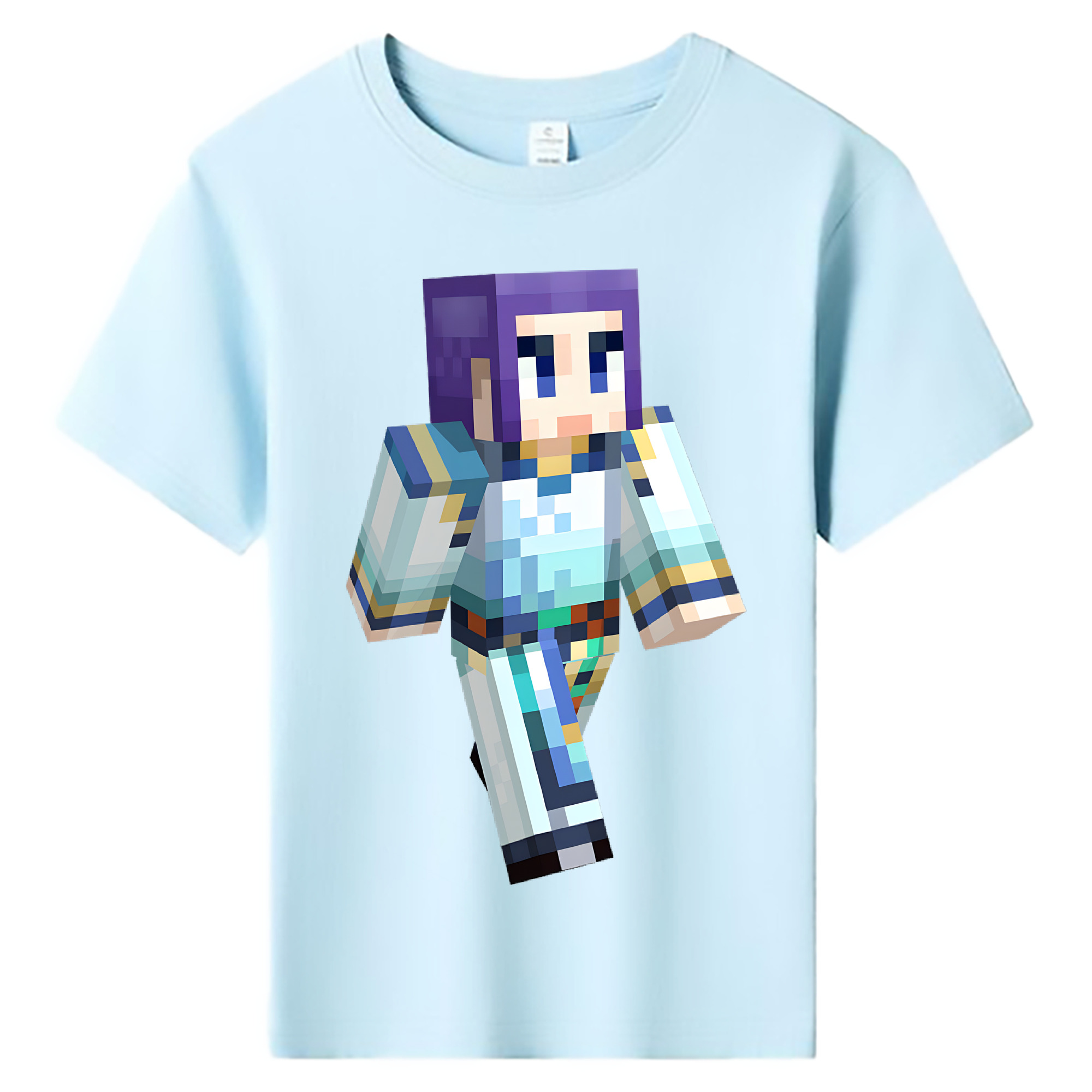 （画像用） マインクラフト ブロックの世界 Minecraft MC Block world 綿100％キッズTシャツ（フロントプリント）